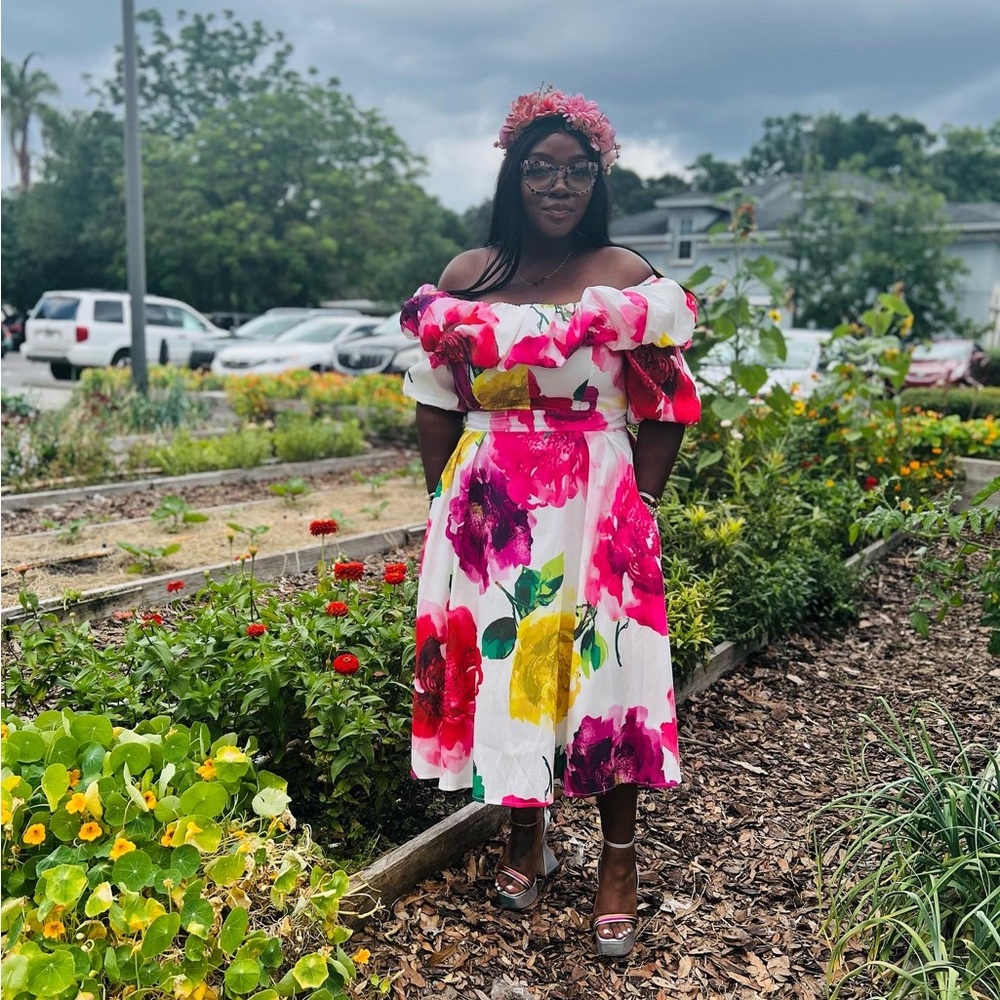 New York & Company Floral Off Shoulder Dress